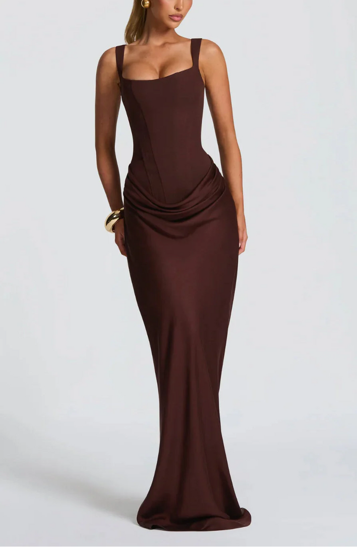 Lenora | Suknia Maxi Satynowa Drapowana