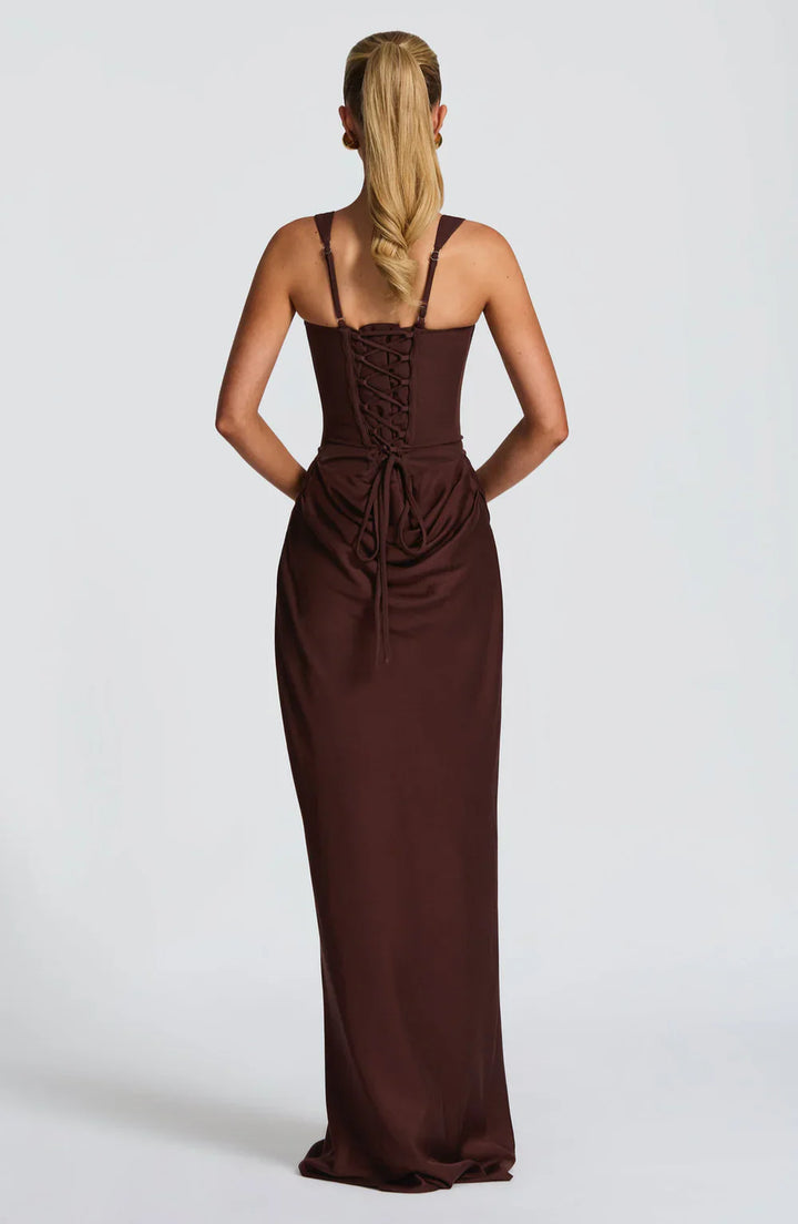 Lenora | Suknia Maxi Satynowa Drapowana