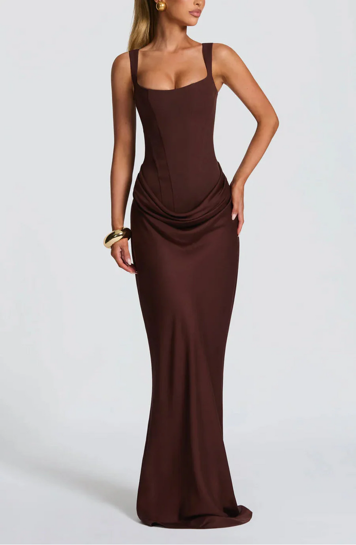 Lenora | Suknia Maxi Satynowa Drapowana