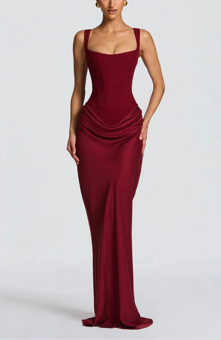 Lenora | Suknia Maxi Satynowa Drapowana