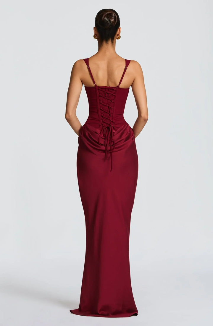 Lenora | Suknia Maxi Satynowa Drapowana