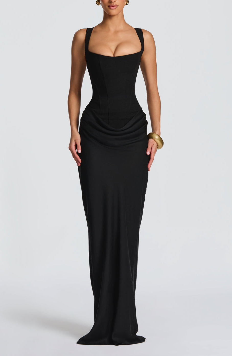 Lenora | Suknia Maxi Satynowa Drapowana