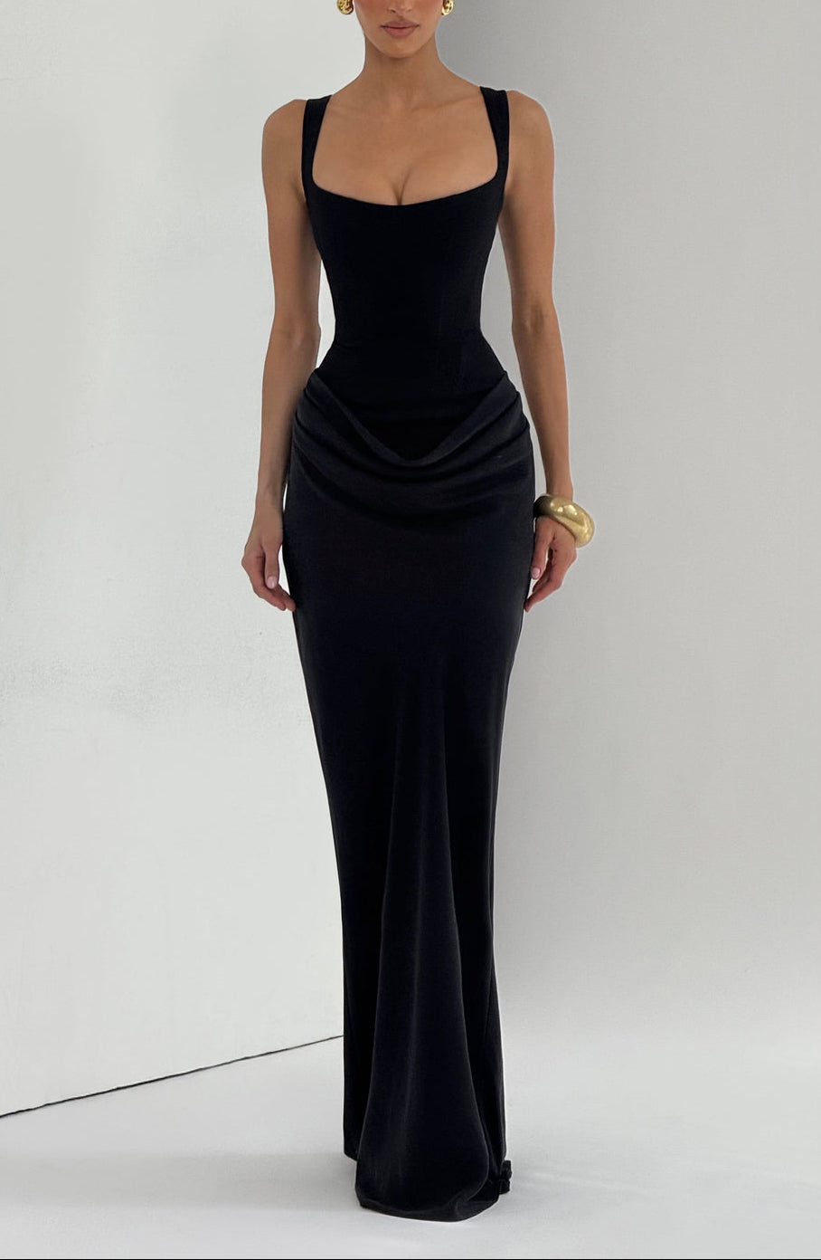 Lenora | Suknia Maxi Satynowa Drapowana