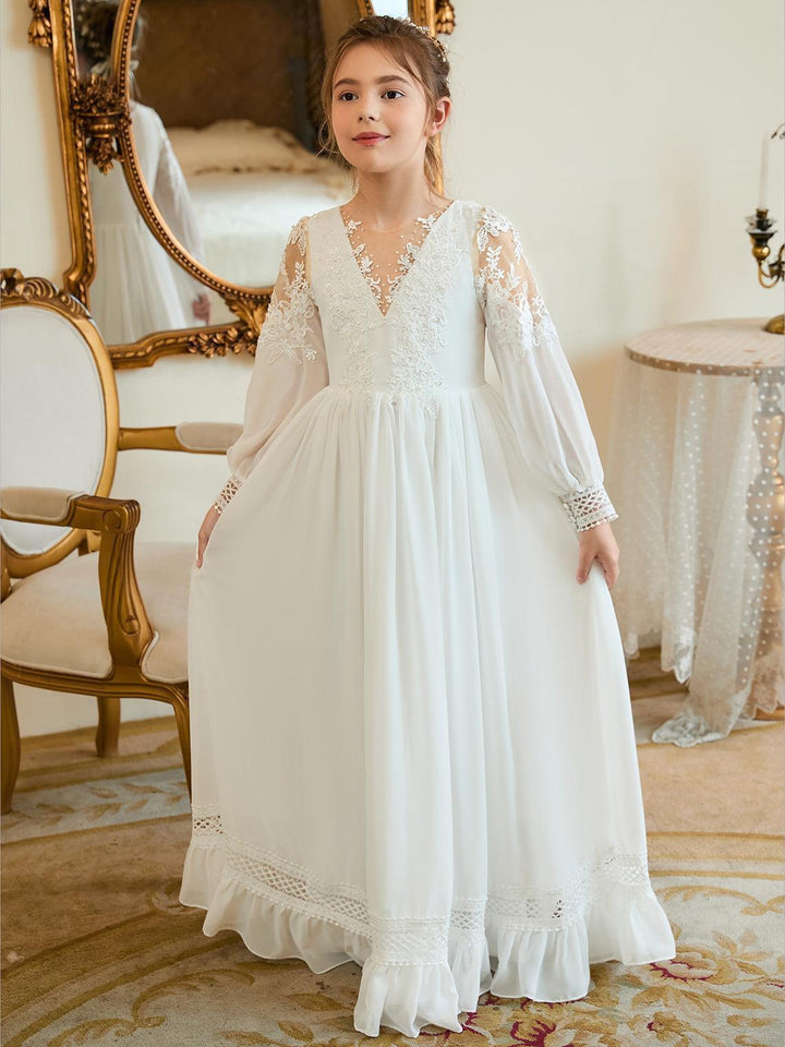 Zuzanna | Sukienka Dziewczęca Maxi Koronkowa