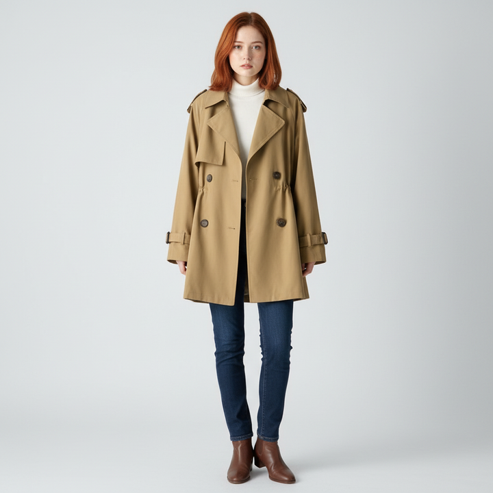 Damski Trencz Z Kołnierzem Revers