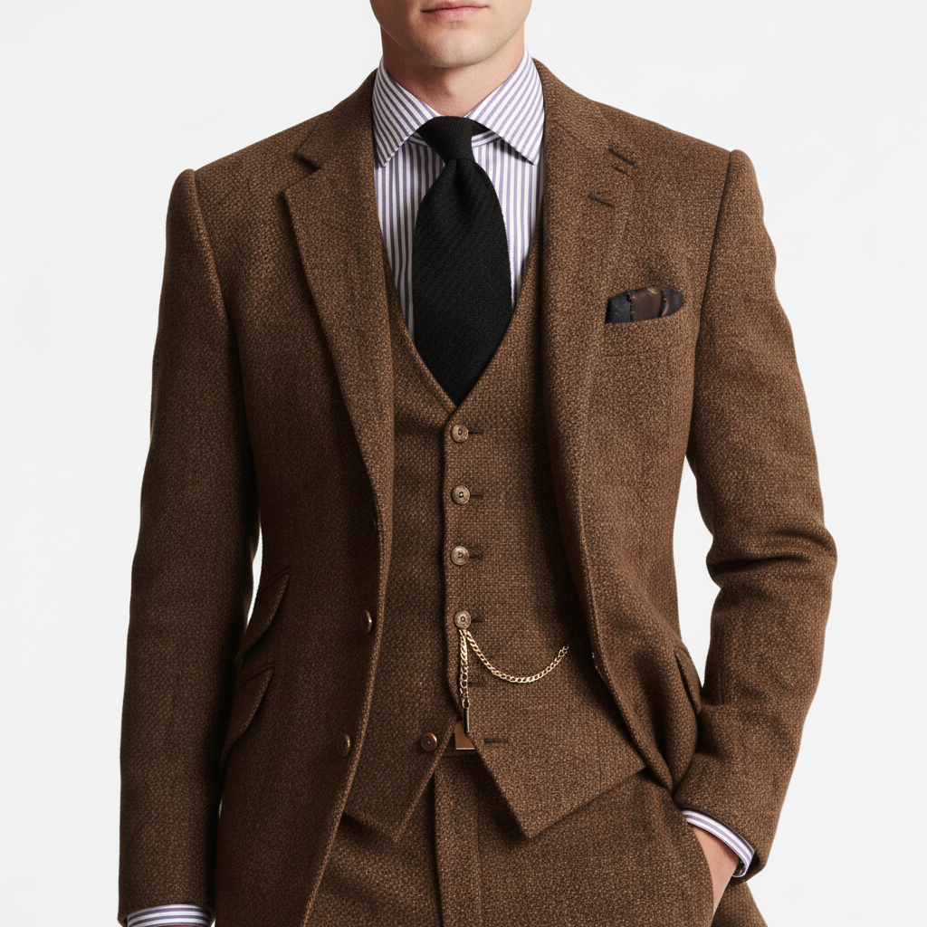 Garnitur Męski Trzyczęściowy w Klasycznym Stylu