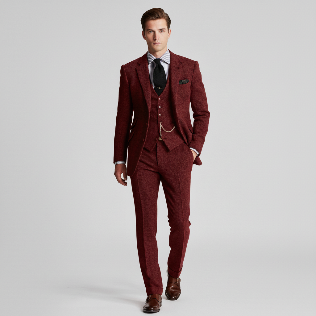 Garnitur Męski Trzyczęściowy w Klasycznym Stylu