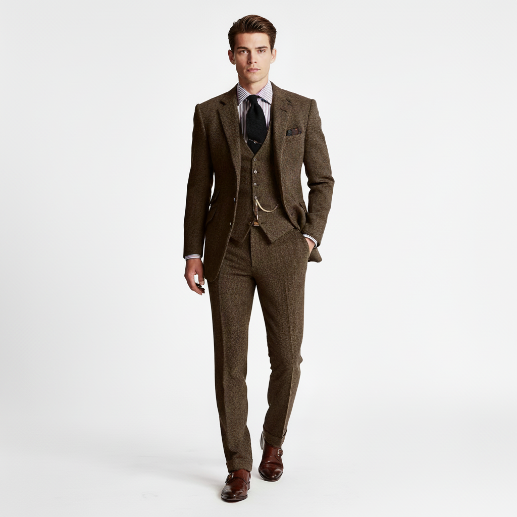 Garnitur Męski Trzyczęściowy w Klasycznym Stylu
