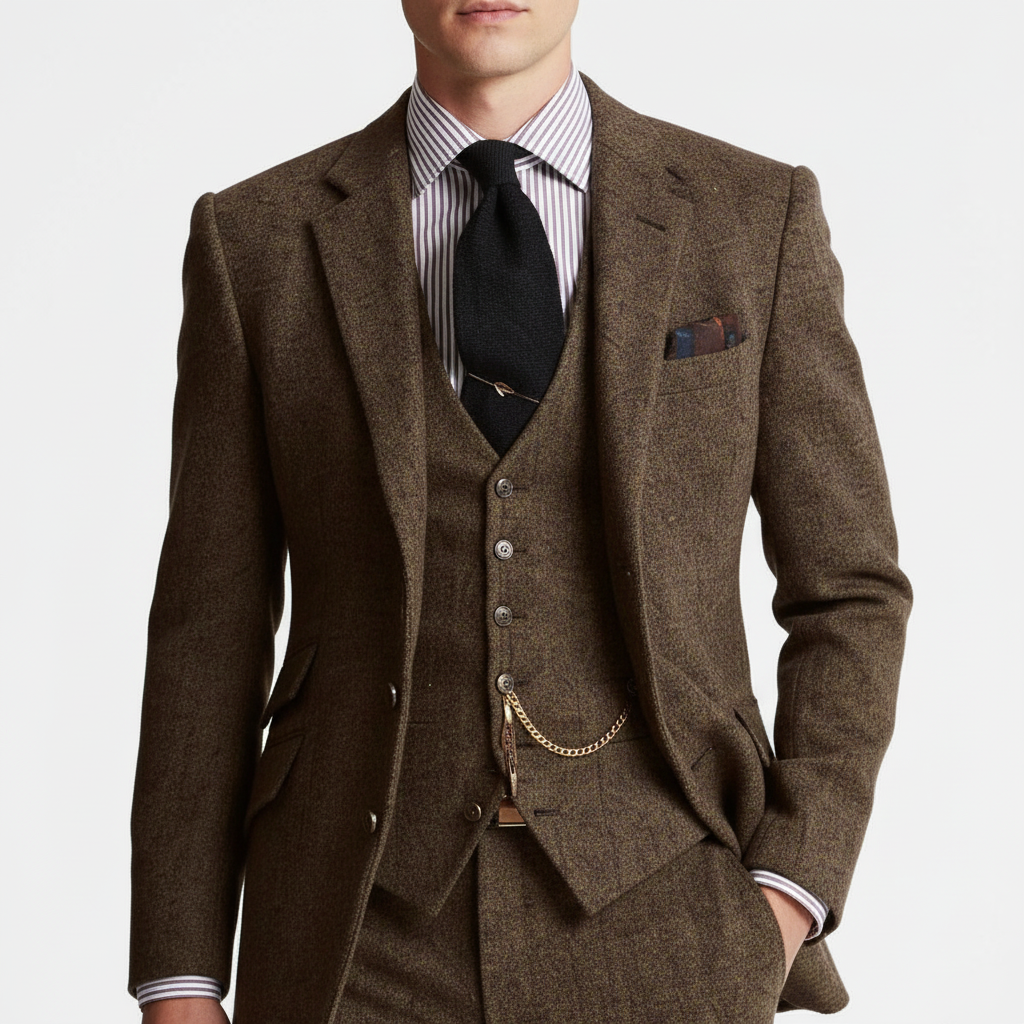 Garnitur Męski Trzyczęściowy w Klasycznym Stylu