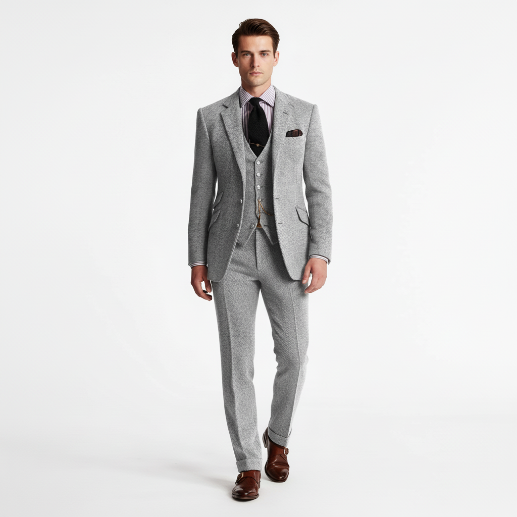 Garnitur Męski Trzyczęściowy w Klasycznym Stylu
