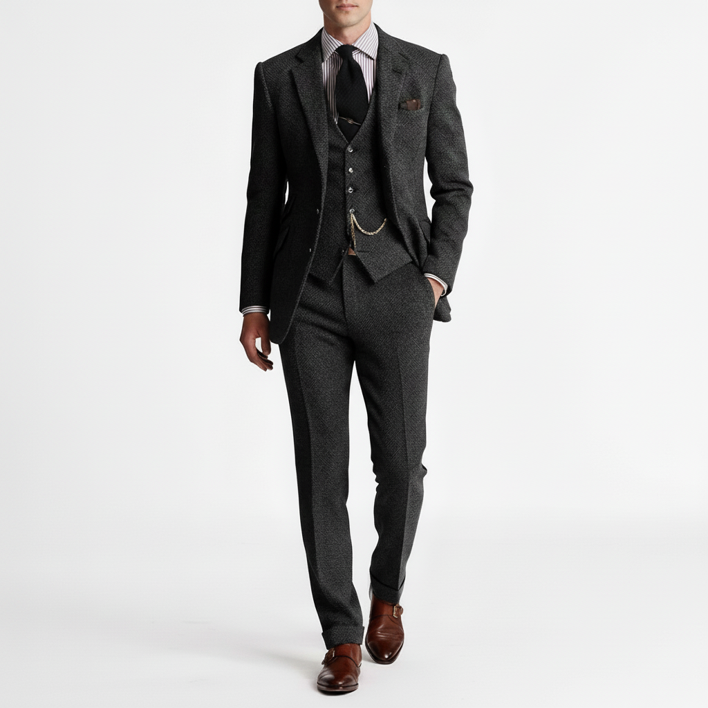 Garnitur Męski Trzyczęściowy w Klasycznym Stylu