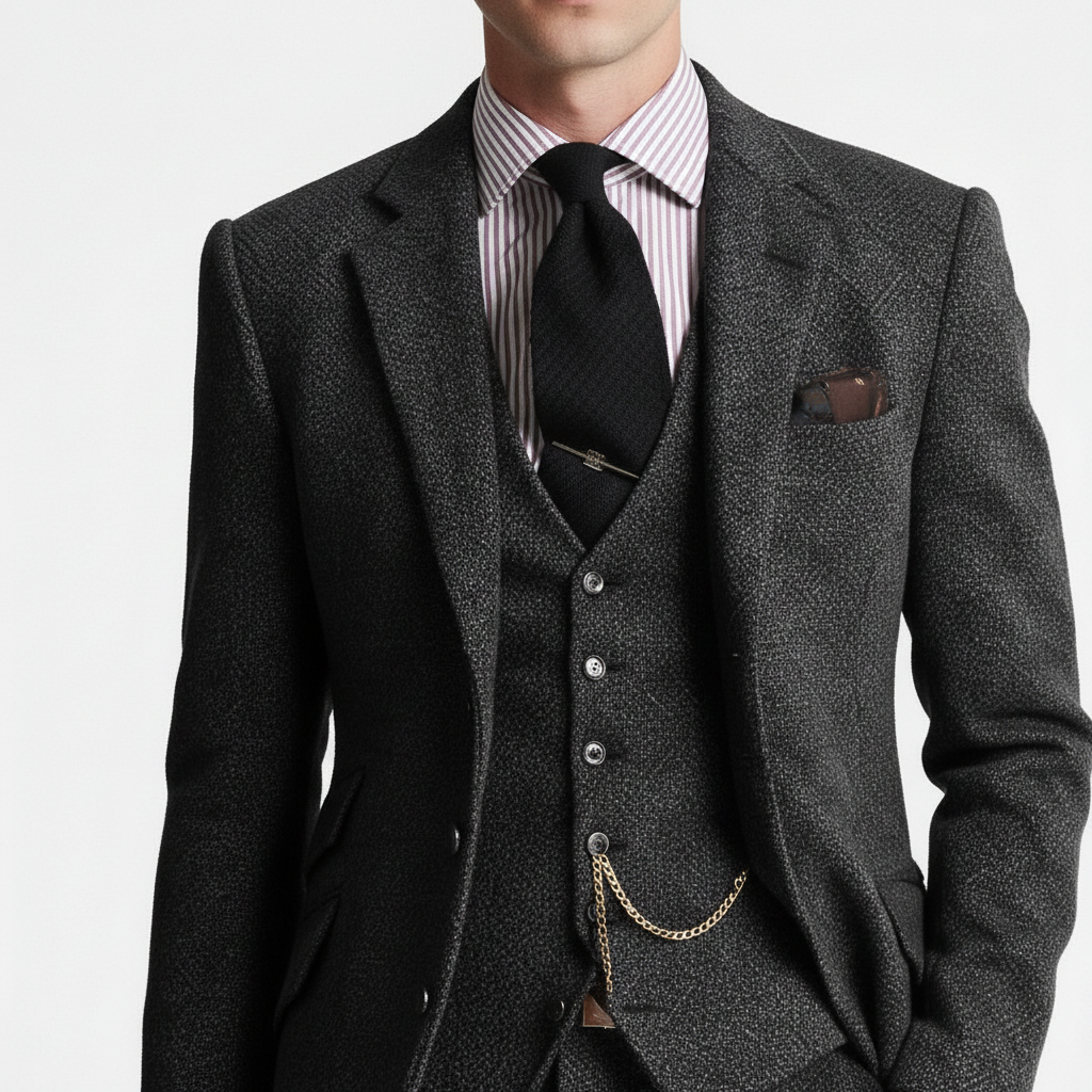 Garnitur Męski Trzyczęściowy w Klasycznym Stylu