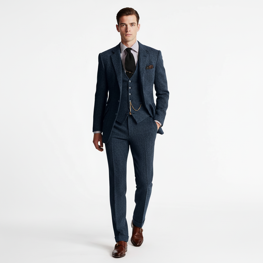 Garnitur Męski Trzyczęściowy w Klasycznym Stylu