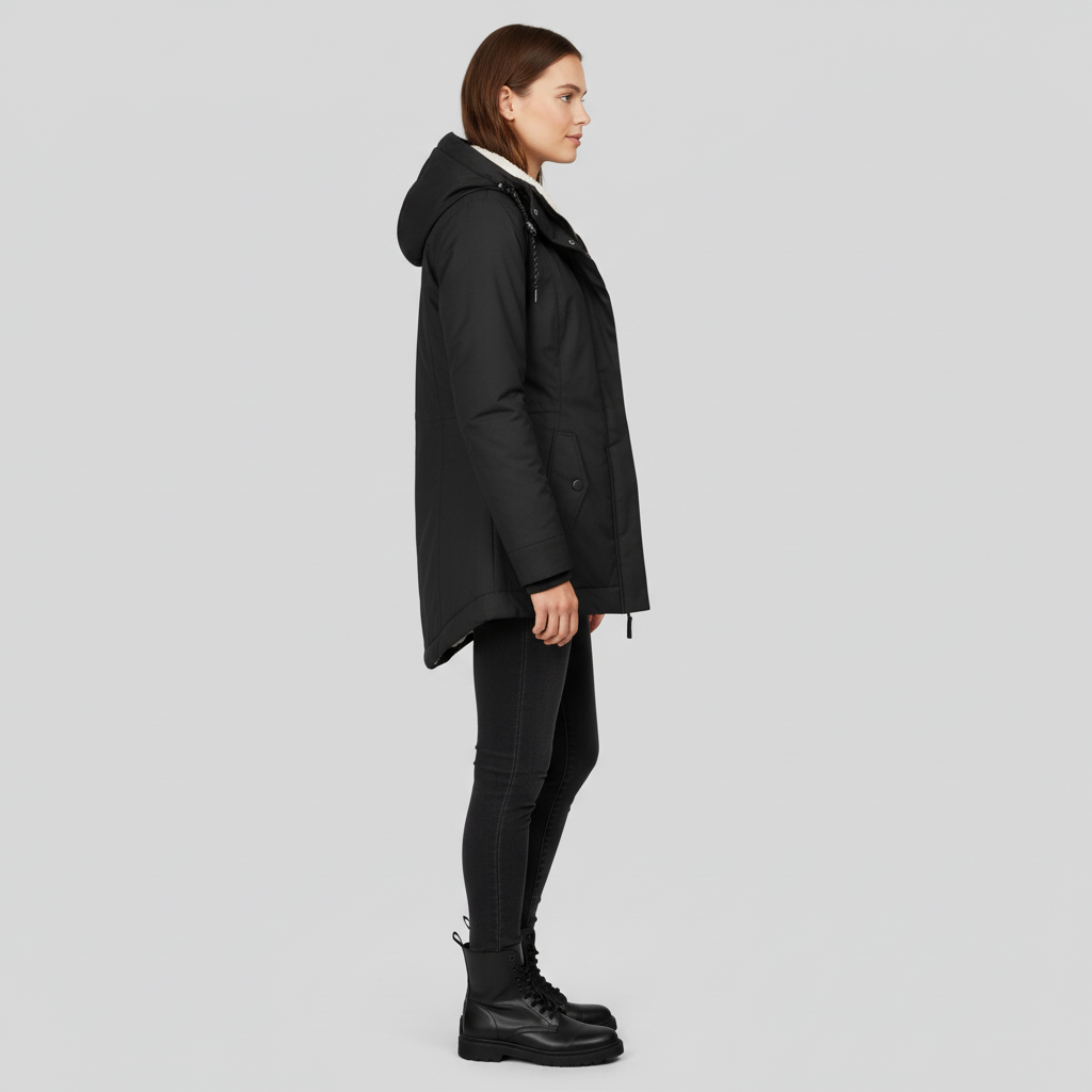 Kurtka Damska Zimowa Długa z Kapturem