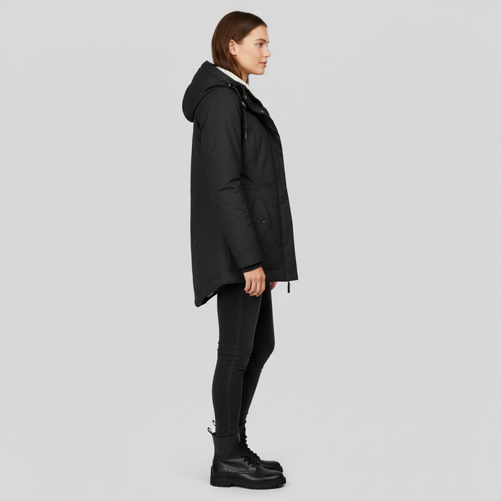 Kurtka Damska Zimowa Długa z Kapturem