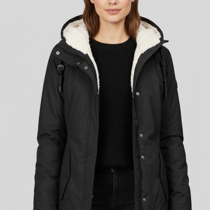 Kurtka Damska Zimowa Długa z Kapturem