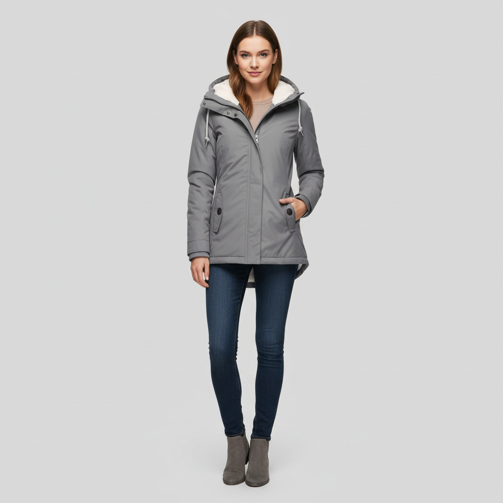 Kurtka Damska Zimowa Długa z Kapturem