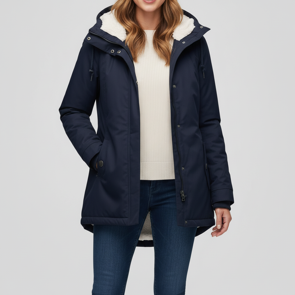Kurtka Damska Zimowa Długa z Kapturem