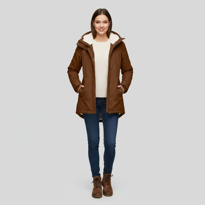 Kurtka Damska Zimowa Długa z Kapturem