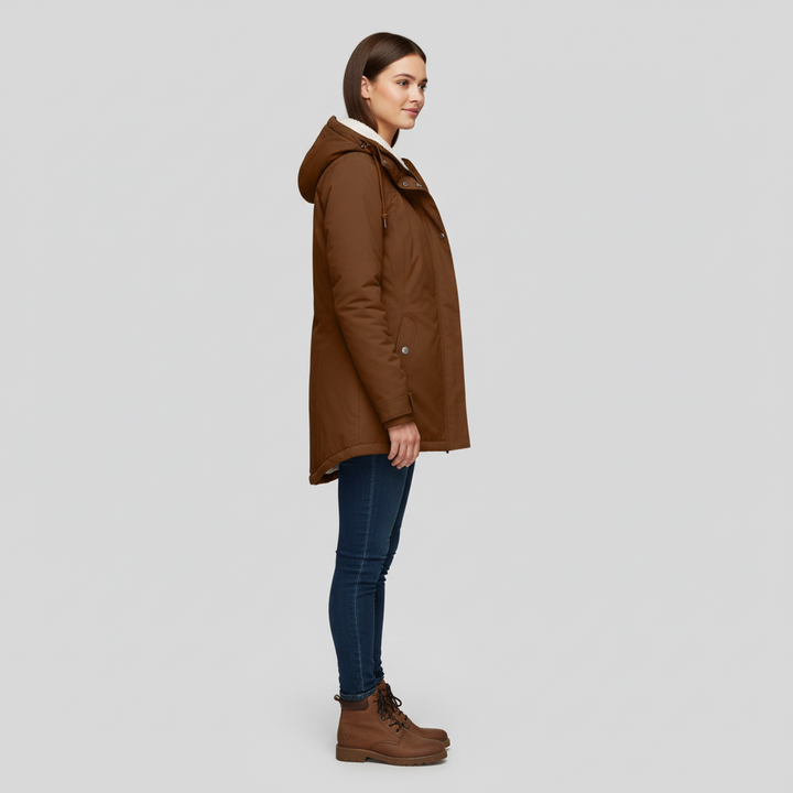 Kurtka Damska Zimowa Długa z Kapturem