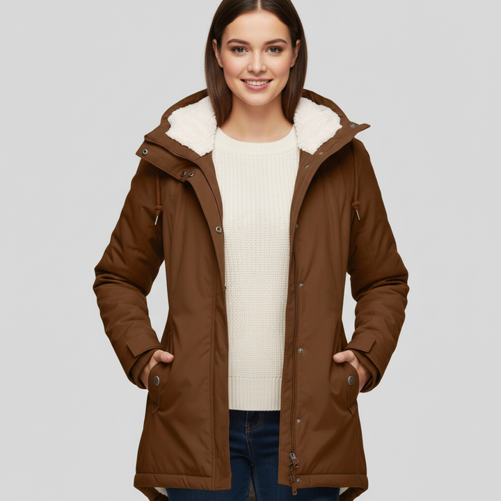 Kurtka Damska Zimowa Długa z Kapturem