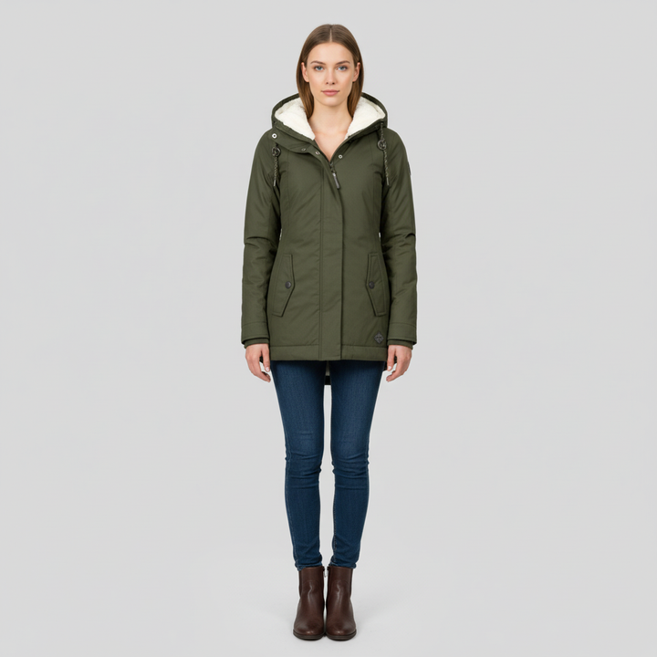 Kurtka Damska Zimowa Długa z Kapturem