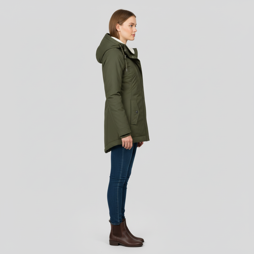 Kurtka Damska Zimowa Długa z Kapturem