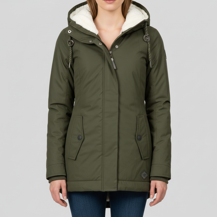 Kurtka Damska Zimowa Długa z Kapturem