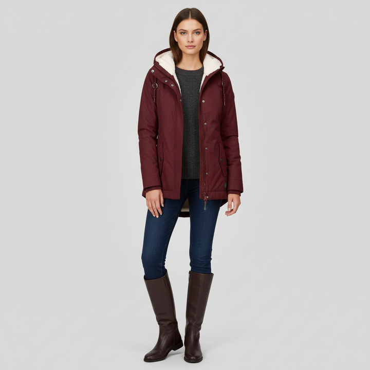 Kurtka Damska Zimowa Długa z Kapturem