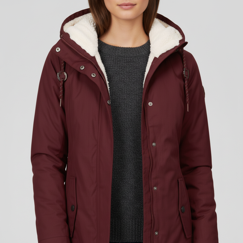 Kurtka Damska Zimowa Długa z Kapturem