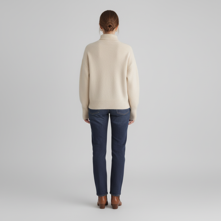 Sweter Damski z Golfem w Luźnym Kroju