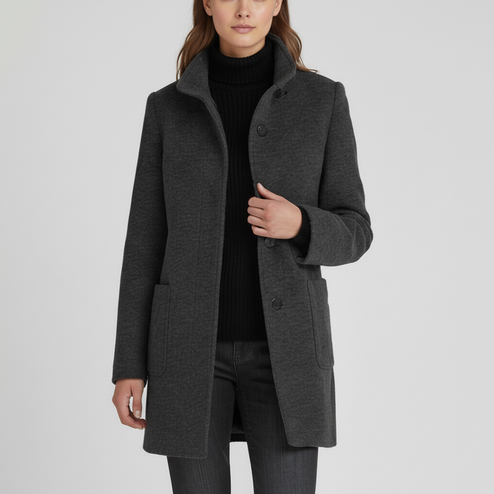 Płaszcz Damski Klasyczny z Kołnierzem