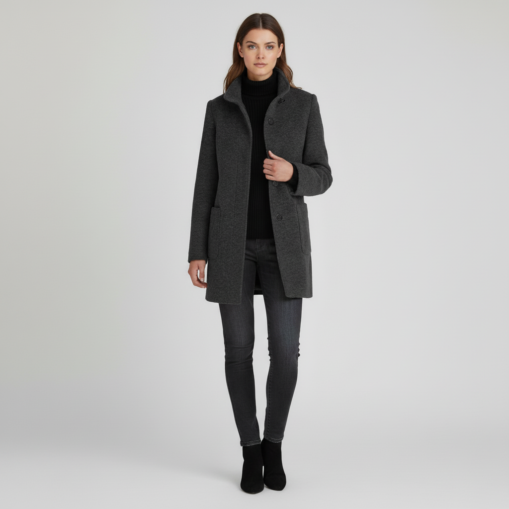 Płaszcz Damski Klasyczny z Kołnierzem