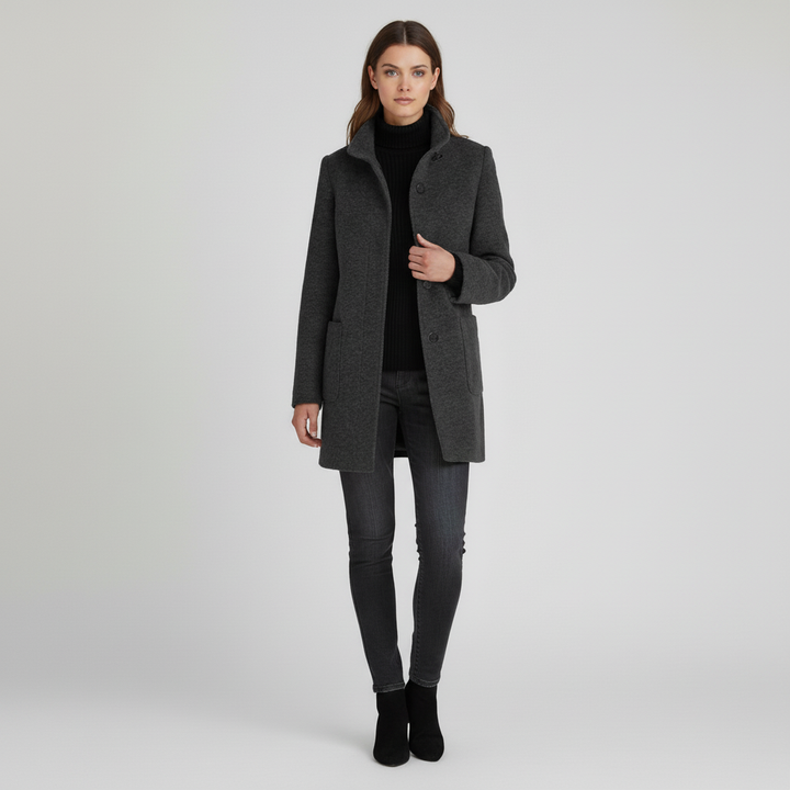 Płaszcz Damski Klasyczny z Kołnierzem