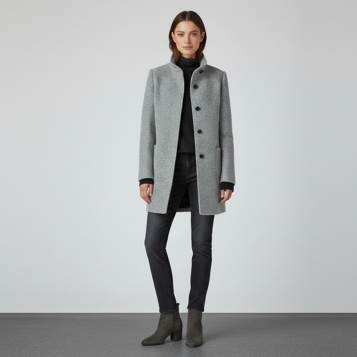 Płaszcz Damski Klasyczny z Kołnierzem