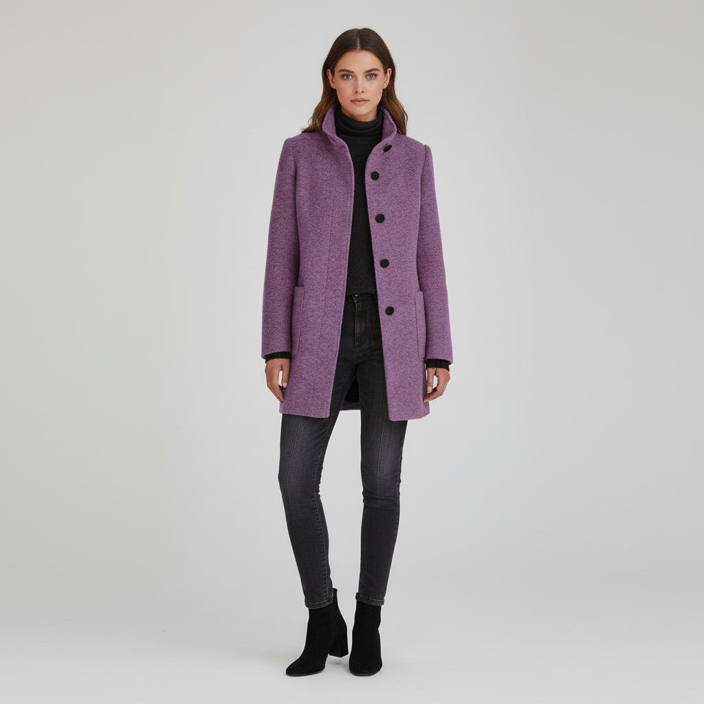 Płaszcz Damski Klasyczny z Kołnierzem