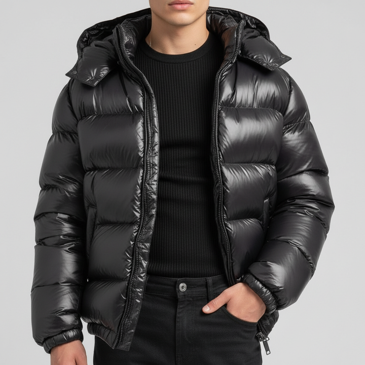 Kurtka Męska Pikowana Krótka z Kapturem