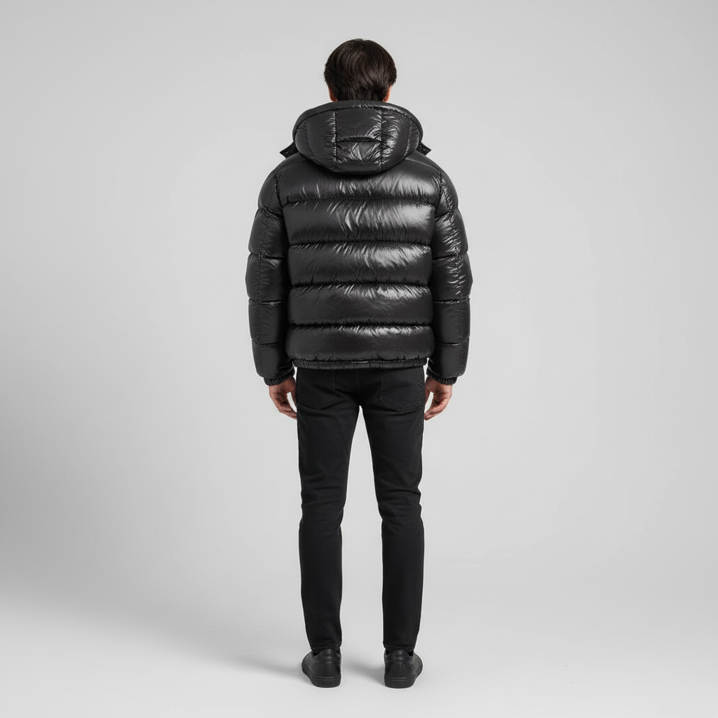 Kurtka Męska Pikowana Krótka z Kapturem