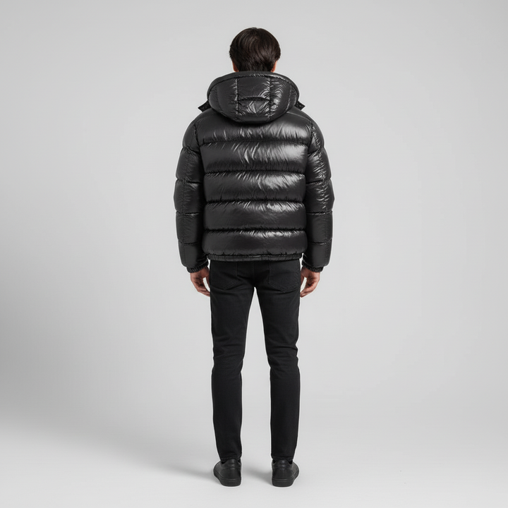Kurtka Męska Pikowana Krótka z Kapturem