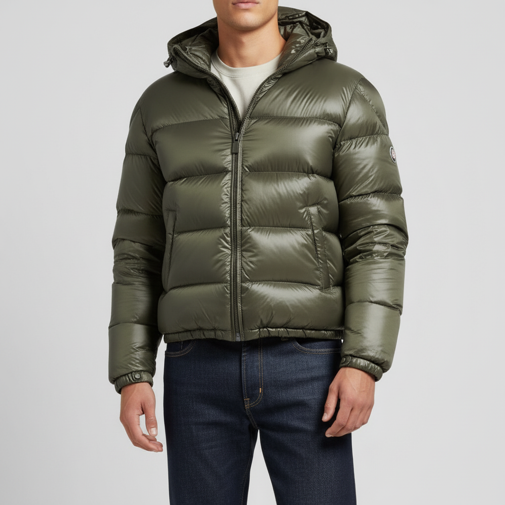 Kurtka Męska Pikowana Krótka z Kapturem