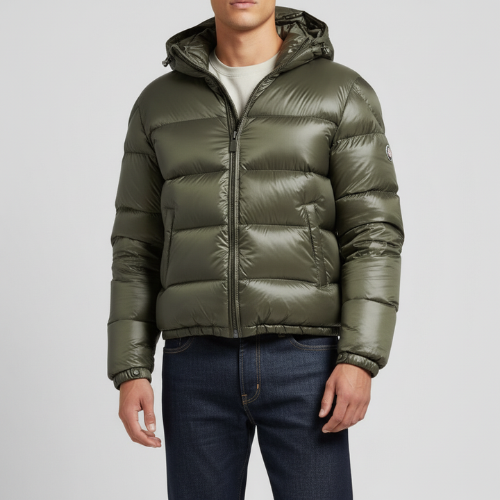 Kurtka Męska Pikowana Krótka z Kapturem