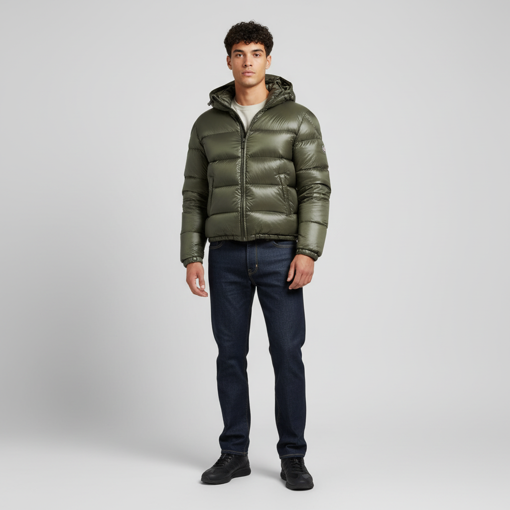 Kurtka Męska Pikowana Krótka z Kapturem