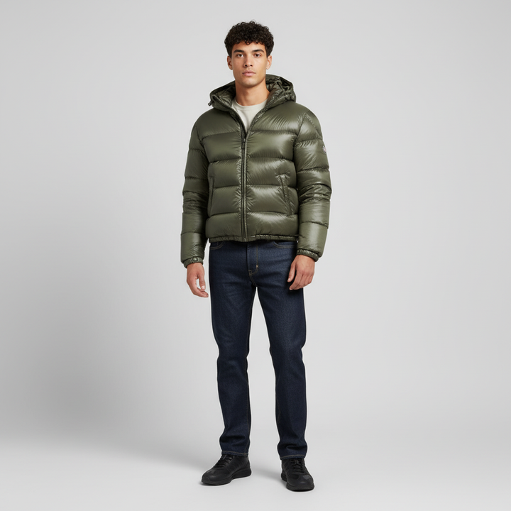 Kurtka Męska Pikowana Krótka z Kapturem