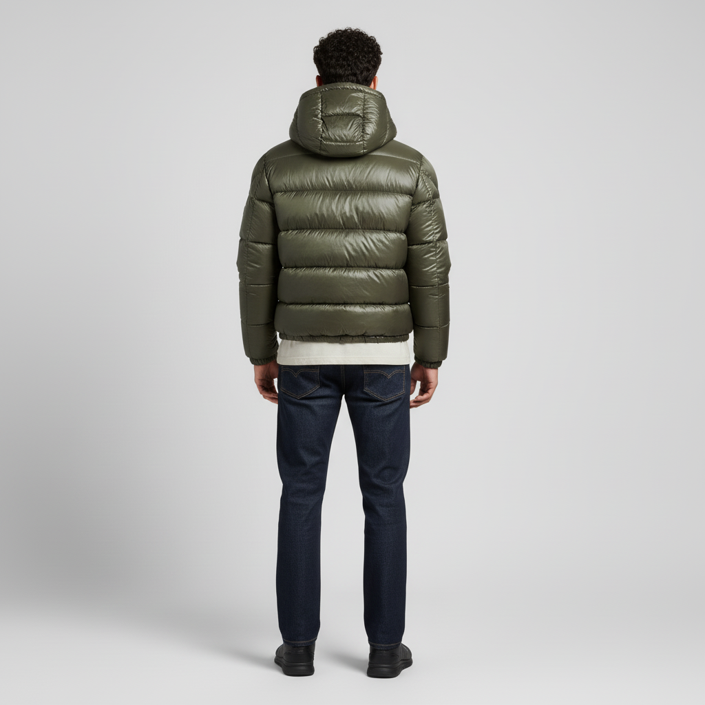 Kurtka Męska Pikowana Krótka z Kapturem