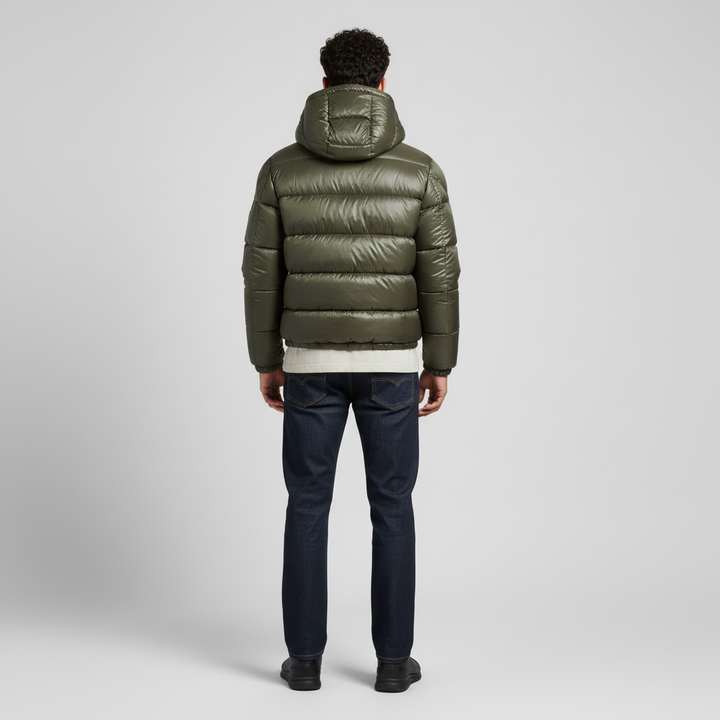 Kurtka Męska Pikowana Krótka z Kapturem