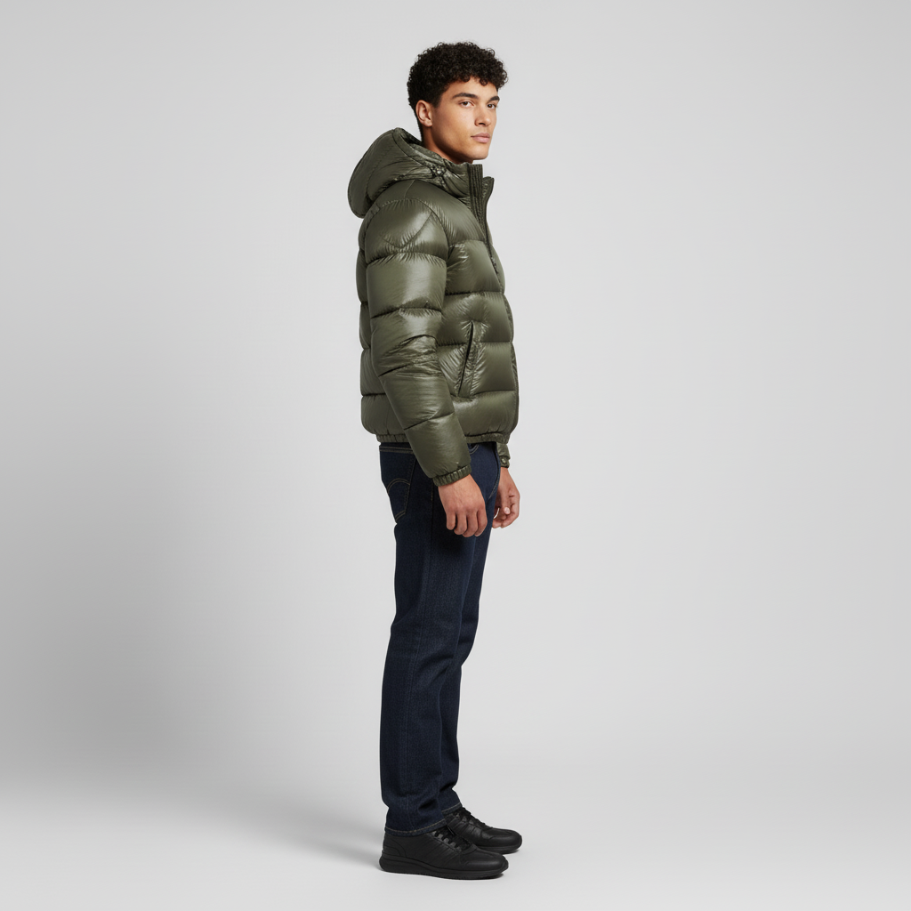 Kurtka Męska Pikowana Krótka z Kapturem