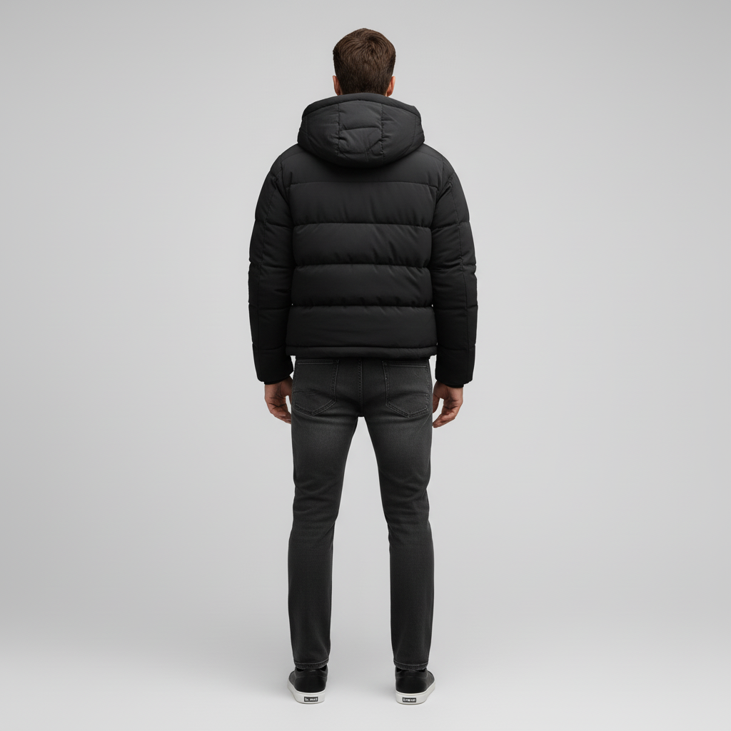 Kurtka Męska Pikowana Zimowa z Kapturem