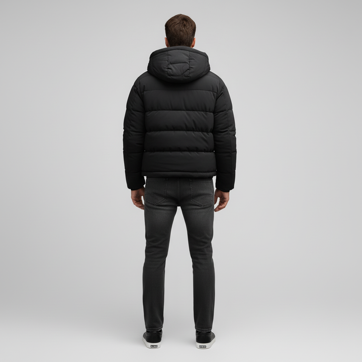 Kurtka Męska Pikowana Zimowa z Kapturem