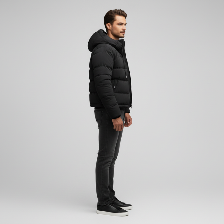 Kurtka Męska Pikowana Zimowa z Kapturem