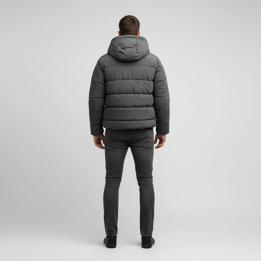 Kurtka Męska Pikowana Zimowa z Kapturem